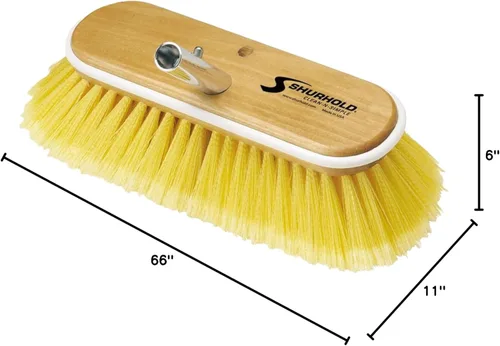 Miniatura 12 de Shurhold Classic 10” Stiff Bristle Deck Brush – Boat Cleaning Brush with Wood Block, Rubber Bumper & Polypropylene Bristles