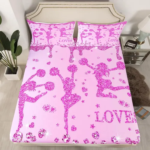 Miniatura 11 de Erosebridal Sábana bajera ajustable de gimnasia con bolsillo profundo para niñas y niños, tamaño individual, juego de ropa de cama deportiva