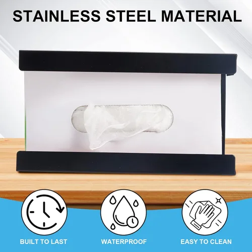 Miniatura 3 de Lounsweer 2 soportes magnéticos dispensadores de guantes de montaje en pared, cajas de guantes de calidad comercial, toallitas, papel para caja