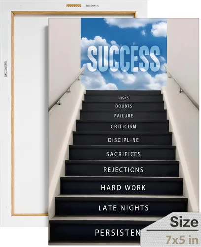 Miniatura 43 de Lienzo decorativo motivacional para pared con texto en inglés "Road To Successful" (Camino al éxito), diseño motivacional para la oficina, con texto