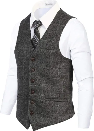 Miniatura 96 de Gioberti Chaleco de tweed formal de 6 botones para hombres