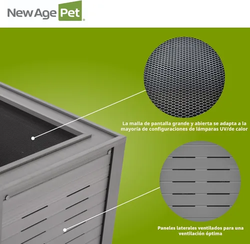 Miniatura 8 de New Age Pet ECOFLEX - Hábitat grande para reptiles de 48 pulgadas de ancho, Mojave Lounge para serpientes, tortugas y lagartos en arce, negro y Gris