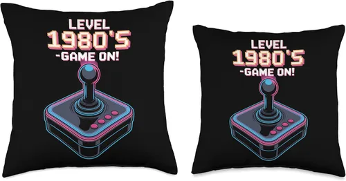 Miniatura 3 de Level 1980s Game On Retro Arcade Joystick Gamer Throw Pillow