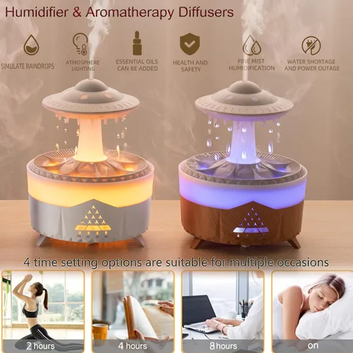 Miniatura 3 de Humidificador de Gota de Lluvia para Dormitorio Habitación Grande - Humidificadores de Aire y Difusor de Aromaterapia, Humidificador Ultrasónico