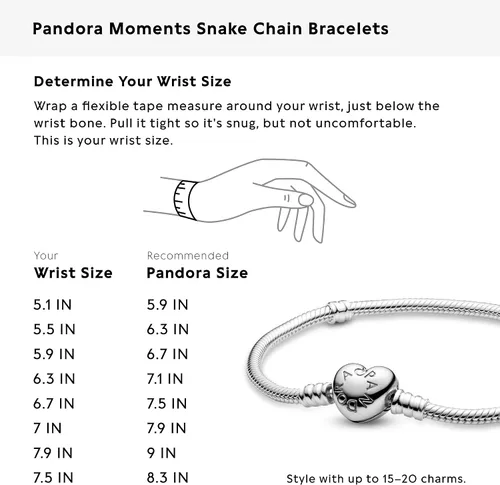 Miniatura 8 de PANDORA Jewelry Moments Heart Clasp Snake Chain Charm Bracelet