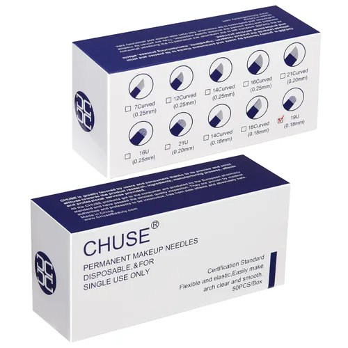 Miniatura 13 de Chuse S14 50pcs manual de cejas agujas de maquillaje permanente tatuaje micro hoja 14 agujas inclinadas