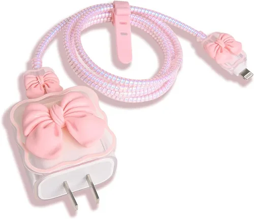 Miniatura 20 de Compatible con iPhone de 18 W/20 W, funda de cargador USB-C, bonito protector de cargador suave transparente con ondas de corazón 3D, bonito