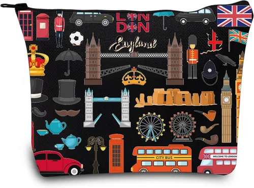 Miniatura 8 de LEVLO Londres Regalo de viaje British Theme Cosmetic Bag Inglaterra Souvenir Gift Reino Unido Maquillaje Cremallera Bolsa Bolsa (Londres), Londres