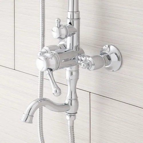 Miniatura 7 de Signature Hardware 429526 Dolwick - Sistema de ducha expuesto con cabezal de ducha de lluvia, ducha de mano y manguera, incluido en bruto