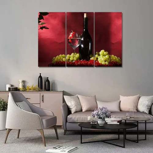 Miniatura 42 de Obra de arte para paredes del hogar, 3 paneles de letras de vino tinto, pinturas de corcho, impresiones HD, arte de pared de corcho de vino sobre