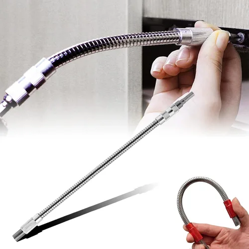 Soporte universal para puntas de extensión flexible de metal, tubo de extensión flexible, destornillador de impacto de eje flexible de 11.8 A-Plata