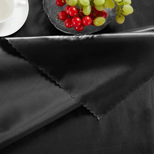 Miniatura 5 de Homiest Mantel de satén, 60 x 84 pulgadas, color negro, superposición brillante, decoración de mesa rectangular sedosa para bodas, graduaciones