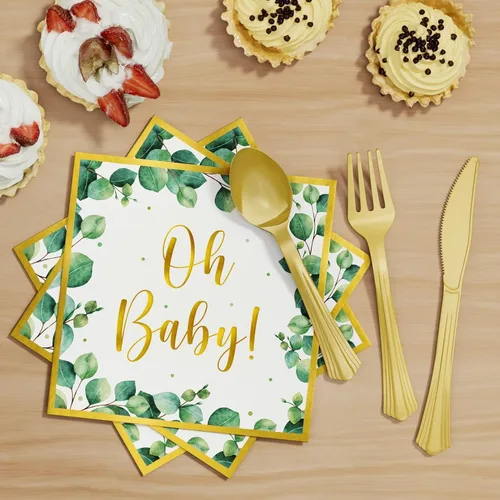 Miniatura 6 de Decoraciones de baby shower para niñas y niños, 247 piezas (25 invitados), suministros de fiesta boho con plato de papel, servilleta, vaso