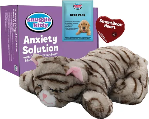 Miniatura 9 de Snuggle Kitty - Juguete para gatos con pulso y calor de sensación real, ayuda calmante para dormir para la ansiedad de los gatos, nuevos artículos