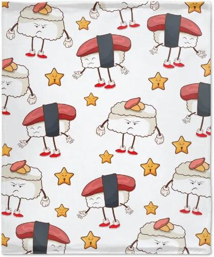 Miniatura 15 de Manta de franela con patrón de sushi de comida para regalo, manta de franela ultra suave y acogedora, manta de forro polar cálida para sofá, cama