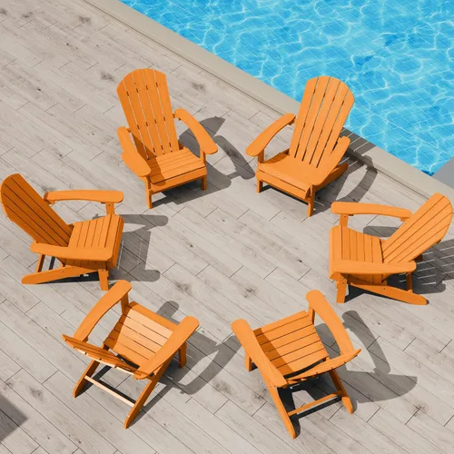 Miniatura 12 de YEFU Silla Adirondack de plástico resistente a la intemperie, sillas de patio con instalación fácil en 5 pasos, se ve exactamente como madera real