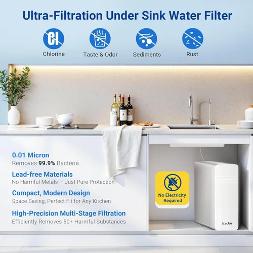 Miniatura 3 de IceJoy TSU - Sistema de filtro de agua para debajo del fregadero, diseño sin tanque de 3 etapas con pantalla inteligente, sistema de filtro de agua