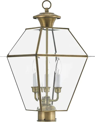 Miniatura 2 de Livex Lighting 2384-91 - Farol transitorio de tres luces post-top de Westover Collection en Pwt, Nckl, B/S, Slvr. acabado, 12.00 pulgadas