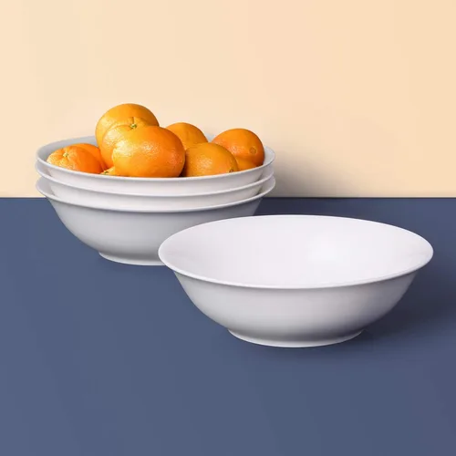 Miniatura 7 de LIFVER Juego de 4 cuencos de cerámica blanca de 48 onzas, cuencos grandes y profundos para sopa, ensalada, pasta, fideos, cereales, lavavajillas