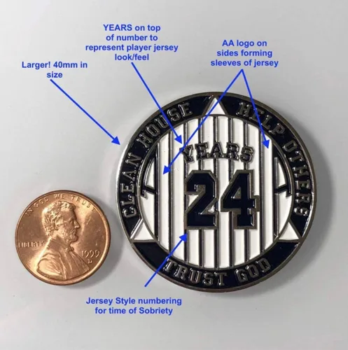 Miniatura 5 de Medallón AA de 01 años a rayas anónimas de Alcohólicos anónimos con soporte para monedas