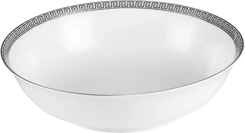 Miniatura 2 de Juego de vajilla de 57 piezas en porcelana de hueso (Servicio para 8) con bandas plateadas, formal, moderno, contemporáneo, redondo, 50 piezas, apto