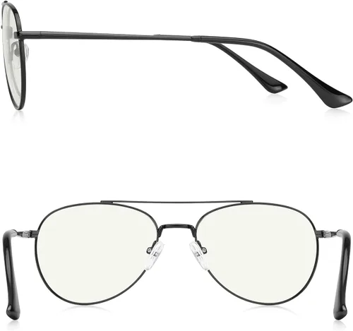Miniatura 3 de Lentes de lectura de aviador para hombres y mujeres, lentes de bloqueo de luz azul, patillas de primavera Negro