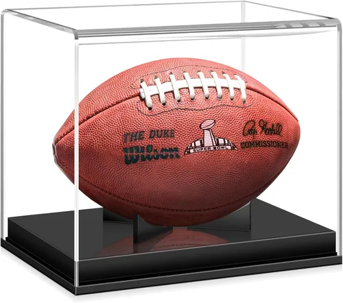 Caja de exhibición de fútbol KKU, caja de exhibición de fútbol acrílico, soporte de fútbol autografiado, caja de exhibición de fútbol sin necesidad