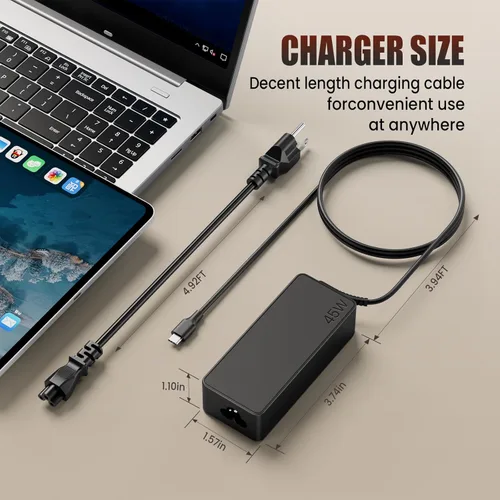 Miniatura 8 de Cargador USB C Chromebook de 45 W compatible con HP Chromebook 14 x360 11-ae 11-ea 14-ca, Lenovo 100e 300e 500e, Acer Spin 311 514, Samsung