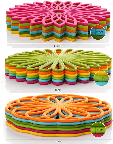 Miniatura 4 de ME.FAN Salvamanteles de silicona – Almohadillas calientes de cocina para ollas y platos – Salvamanteles aislados para tetera – Flexible, duradero