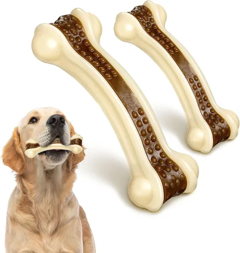 Sosation Juguetes para perros en forma de huesos para masticadores agresivos, paquete de 2 juguetes navideños para masticar perros, dentición de