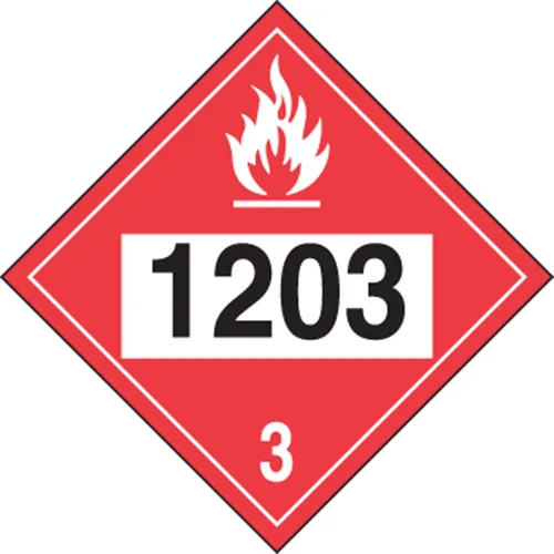 Miniatura 2 de Accuform Hazard Class 3, 1203 (Gasolina), vinilo adhesivo DOT de 4 dígitos, 10.25 x 10.75 pulgadas, MPL733VS1 (paquete de 2)