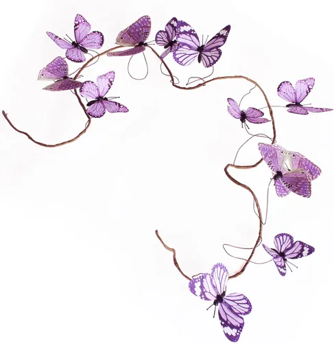 Miniatura 39 de Guirnalda de mariposa artificial, enredaderas decorativas de mariposa falsas, decoración colgante de mariposa única en 3D para pared del hogar, Azul