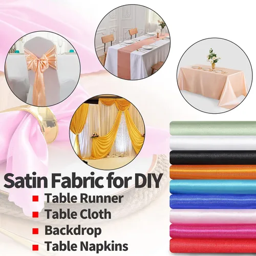 Miniatura 6 de Horbaunal Tela de Satén Negro de 60 Pulgadas de Ancho por Yarda, Tela de Satén Charmeuse Suave para Vestido de Novia, Manualidades DIY, Disfraces, 1