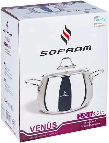 Miniatura 7 de Venus - Olla profunda de acero inoxidable con tapa de vidrio, olla de sopa profunda adecuada para estufa de inducción (6.8 cuartos de galón (6.4 L))