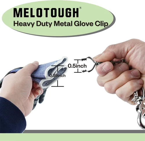 Miniatura 3 de MELOTOUGH Clips de Guante de Metal de Servicio Pesado Clips de Guantes para Trabajo Portadores de Guantes Clip de Guante de Seguridad con 2 Pinzas