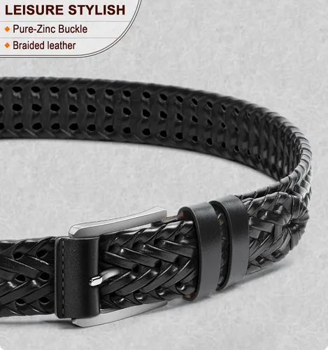 Miniatura 2 de BULLIANT Cinturones para hombre, cinturones trenzados de cuero para hombre, jeans casuales para golf, Anyfit, caja de regalo