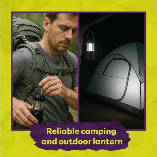 Miniatura 4 de ATack Linterna LED para campamento, funciona con pilas, paquete de 4 linternas de campamento para cortes de energía, luces colgantes plegables