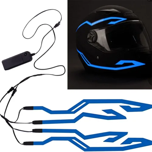 Miniatura 2 de 4 luces para casco de motocicleta, luz de señal de conducción nocturna, luz EL, 3 modos de luz LED para casco, kit de accesorios de decoración