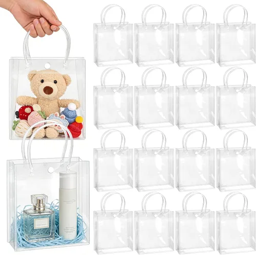 Miniatura 19 de BadenBach - 24 bolsas pequeñas de regalo transparentes con asas, 5.1 x 5.9 x 2.8 pulgadas, mini bolsa de plástico transparente para fiesta, bolsa