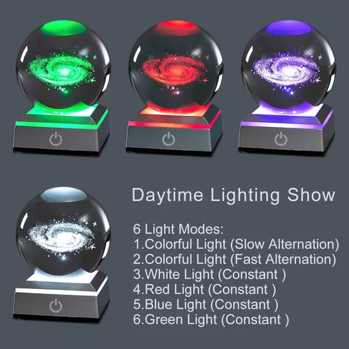 Miniatura 3 de Bola de cristal 3D de la Vía Láctea, luz nocturna multicolor, lámpara decorativa para ciencia, astronomía, espacio, regalos para novios, esposos