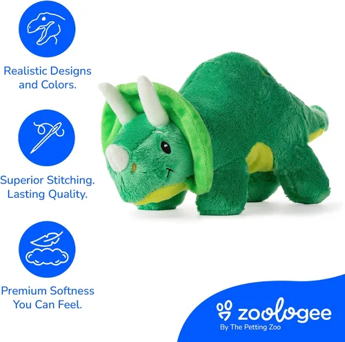 Miniatura 7 de The Petting Zoo ZOOLOGEE - Peluche de dinosaurio de bebé Triceratops de 11 pulgadas