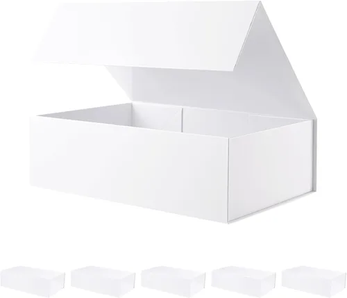 Miniatura 30 de BLK&WH Caja de regalo de 9 x 6.5 x 3.8 pulgadas, caja de regalo negra, caja de padrino, caja plegable con tapa de cierre magnético para embalaje