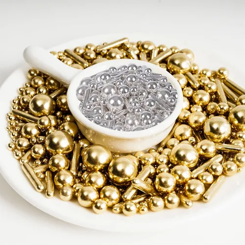 Miniatura 5 de Kasvan Gránulos de azúcar dorados y plateados, perlas de caramelo comestibles con bolígrafo espolvoreador de 4 garras, 8.32 onzas, paquete de caja