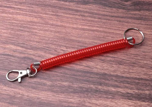 Miniatura 4 de sowaka 3 unids espiral retráctil bobina de resorte llavero con llavero Metal langosta cierre cordón herramienta alambre seguridad Negro