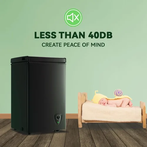 Miniatura 8 de WANAI Congelador de pecho pequeño negro 2.2 pies cúbicos Mini congelador de puerta superior ajustable 7 termostatos y dos cestas extraíbles Garaje