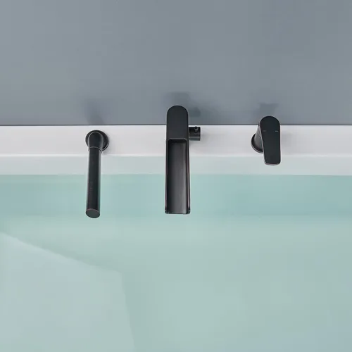 Miniatura 9 de Wowkk Grifo de bañera romana en cascada de bronce aceitado para montaje en cubierta, grifos de baño de latón con ducha de mano Oil Rubbed Bronze