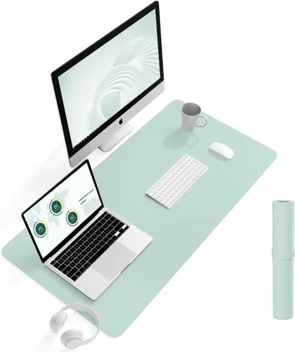 Miniatura 45 de YSAGi Almohadilla de escritorio de piel antideslizante, tapete impermeable para teclado de computadora portátil, protector de mesa y alfombrilla