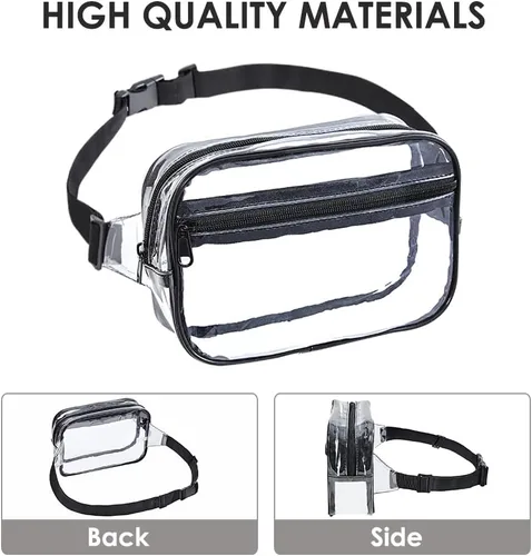 Miniatura 4 de Clearworld Riñonera transparente para mujeres y hombres, paquete de cintura aprobado por estadio con correa ajustable, bolsa de cinturón de moda