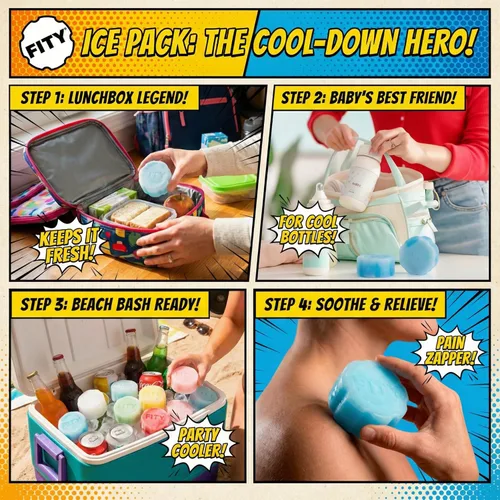 Miniatura 5 de FITY Paquete de 2 unidades de hielo congelable multiusos para vasos, loncheras, bolsas de pañales, dolores musculares, adaptador de lata de 12 onzas