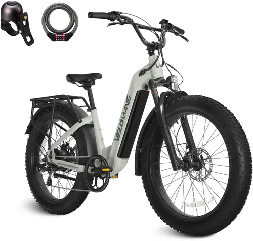 Miniatura 12 de VELOWAVE Bicicleta eléctrica de 26 pulgadas con neumático grueso Ebike eléctrica para adultos con 750 W (pico 1000 W) motor sin escobillas 48 V 15
